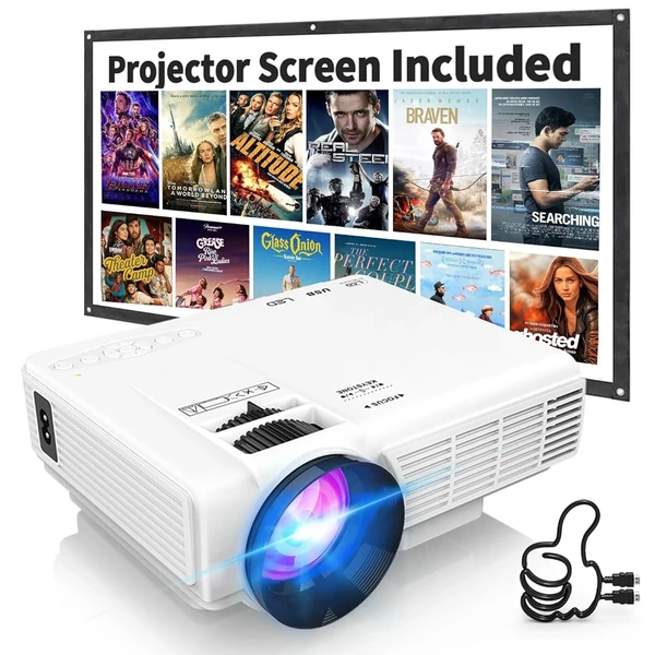  Projector Screen Included  1080P Mini Projector w awhd ca b09f39lp4m 1