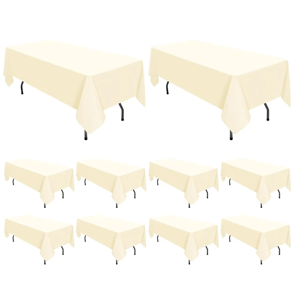 10 Pack Polyester Tablecloth 60 x 102 Inch Beige P awhd ca b0bzw3pfd5 1