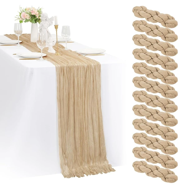 12 Pack 35x120 Inch Cheesecloth Table Runner Beige awhd ca b0cb5sbztq 1