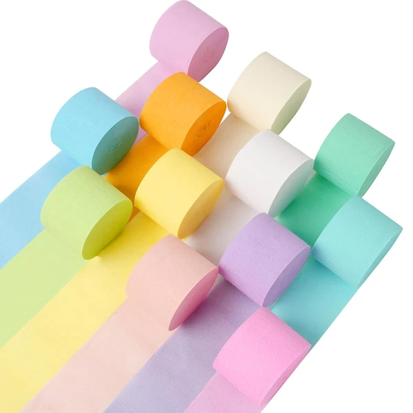 12 Rolls Crepe Paper Streamers  12 Colors Pastel C awhd ca b0c455nzrc 1