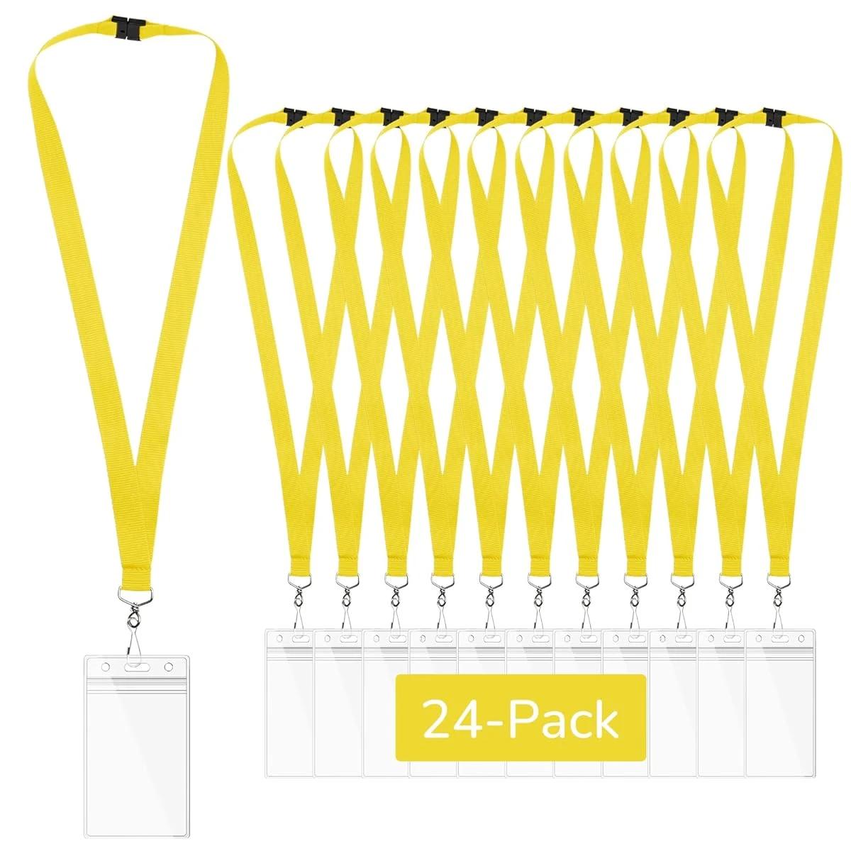 24 Pack Yelllow Breakaway Lanyards with Waterproof awhd ca b0dr2l73wt 1