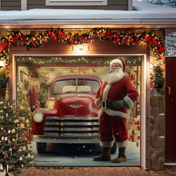 7x8 ft Large Christmas Garage Door Cover  Merry Ch awhd ca b0fl7nlzwx 1
