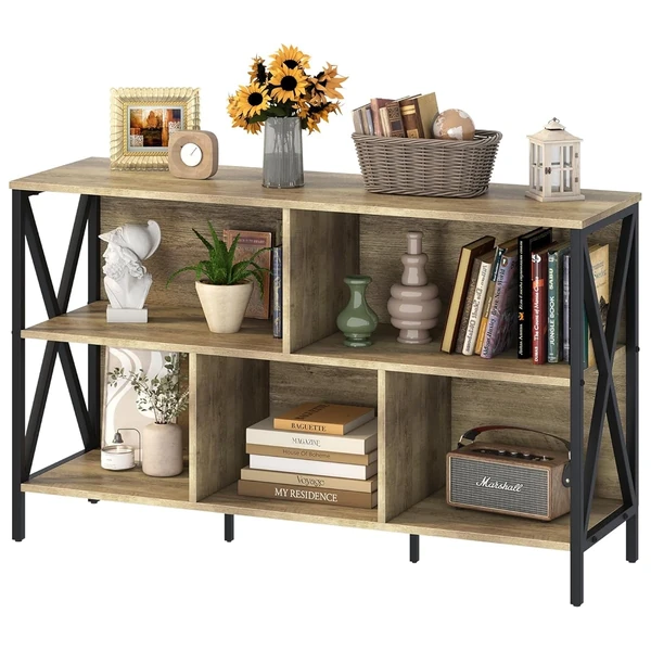 Adompacat Rustic Oak 5 Cube Bookshelf  Industrial  awhd ca b0cp36rmcl 1