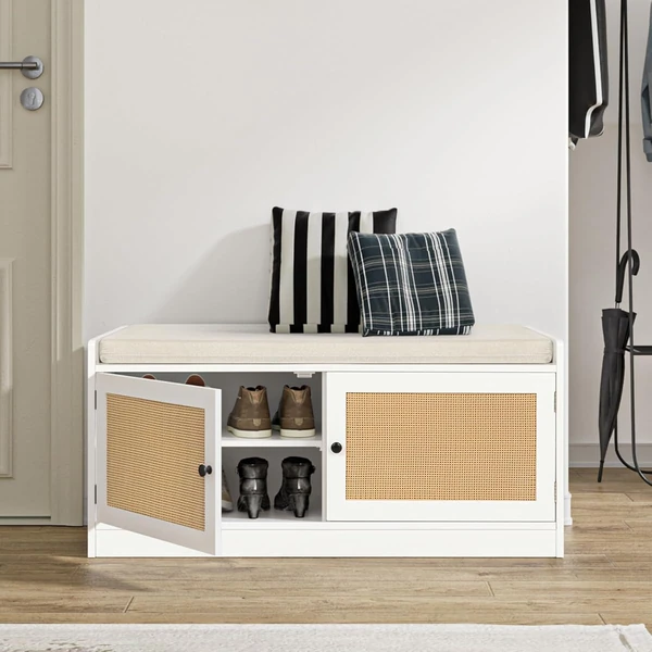 Anmytek Rattan Shoe Bench  Entryway Bench with Sho awhd ca b0c4kmk7vn 1