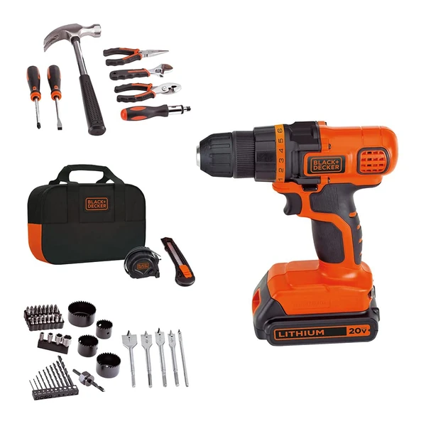 BLACK DECKER 20V Max Drill   Home Tool Kit  68 Pie awhd ca b00c625kve 1