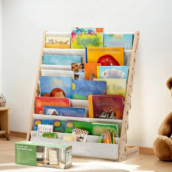 COSYLAND Fabric Kids Bookshelf 6 Tiers Wooden Slin awhd ca b0dln65f6c 1
