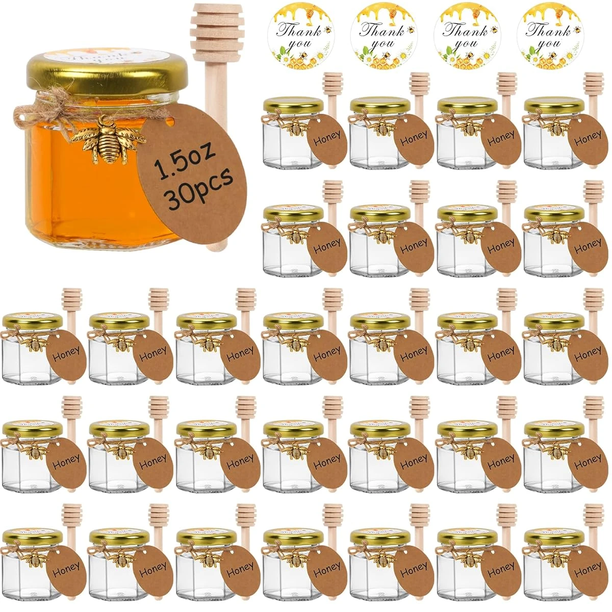 DHSBTLS 30 Pack 1 5 oz Mini Glass Honey Jar  40ml  awhd ca b0cybhvml4 1