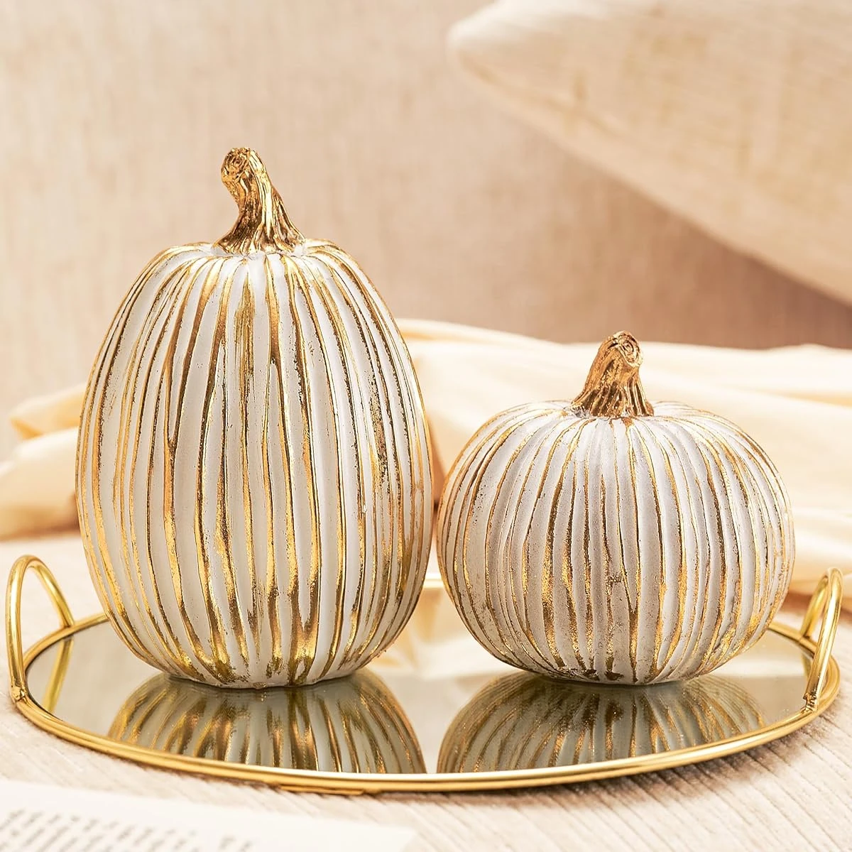 DN DECONATION White and Gold Fall Pumpkin Decorati awhd ca b0d9vq9lzb 1
