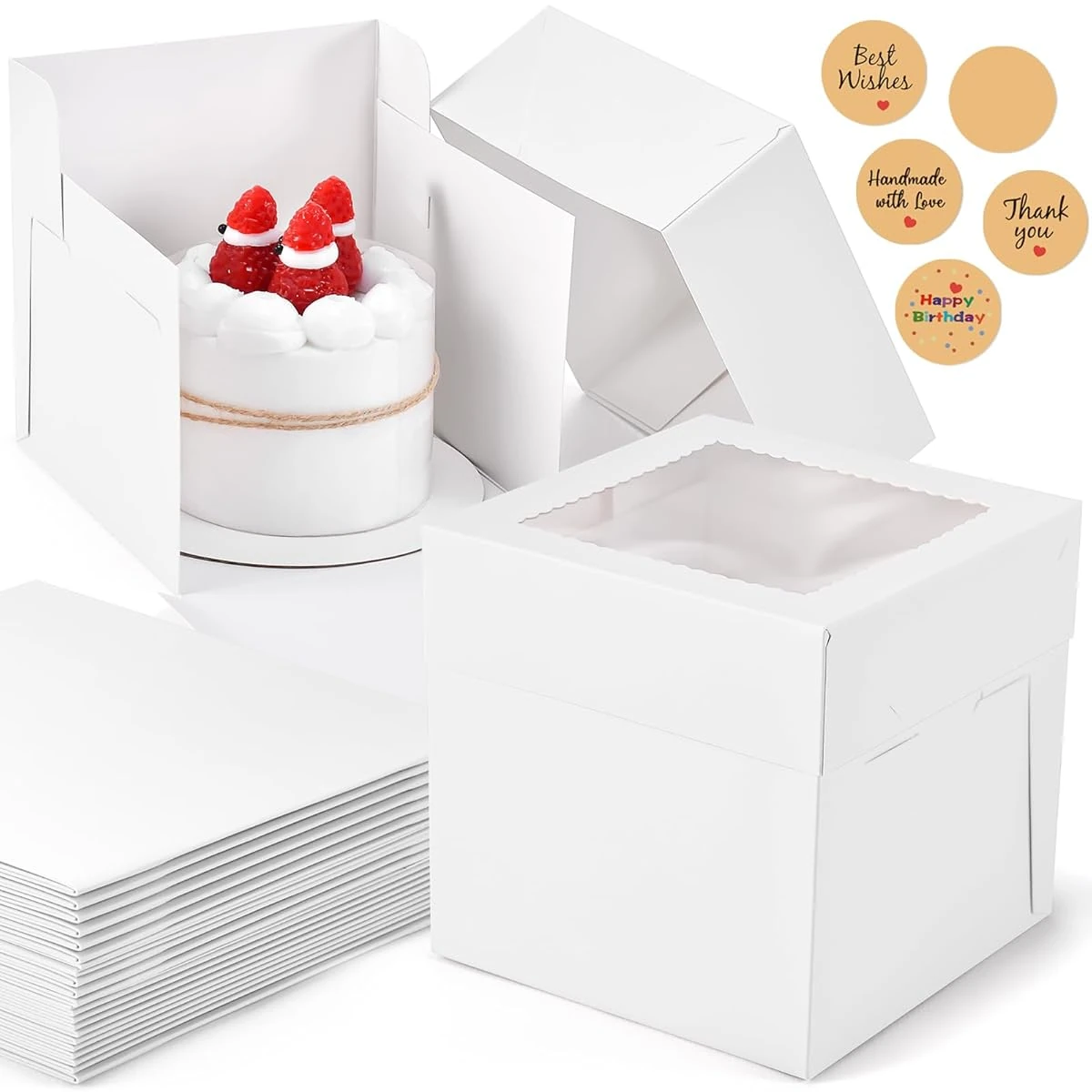 DOYIDE 12Pcs 6x6x6 Inches Mini Cake Boxes  White S awhd ca b0db1z1nyz 1