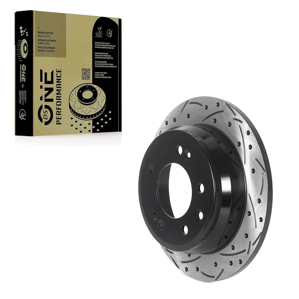 DS One Rear Coated Drilled Slotted Disc Brake Roto awhd ca b0dc146kk3 1