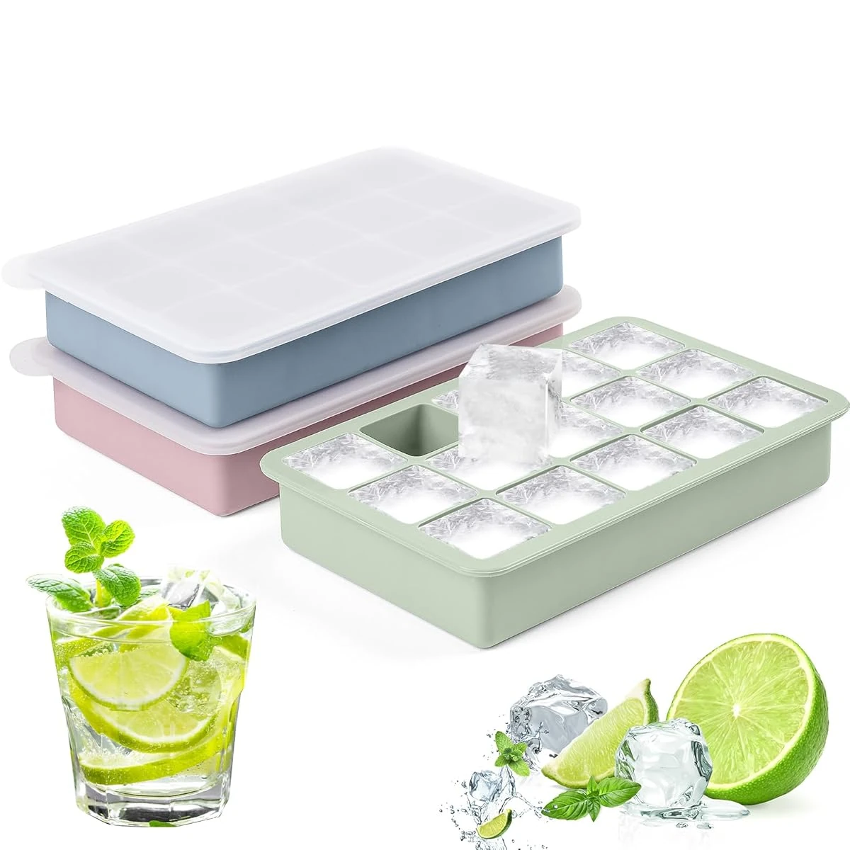 DSCD Ice Cube Tray with Lid  3 Pack Silicone Large awhd ca b0f9p55flg 1