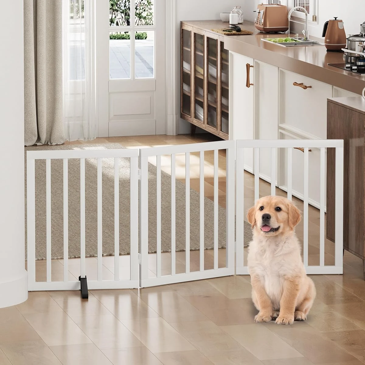 Dog Gate  Bamboo Freestanding Dog Gates for Doorwa awhd ca b0crr7ydwc 1