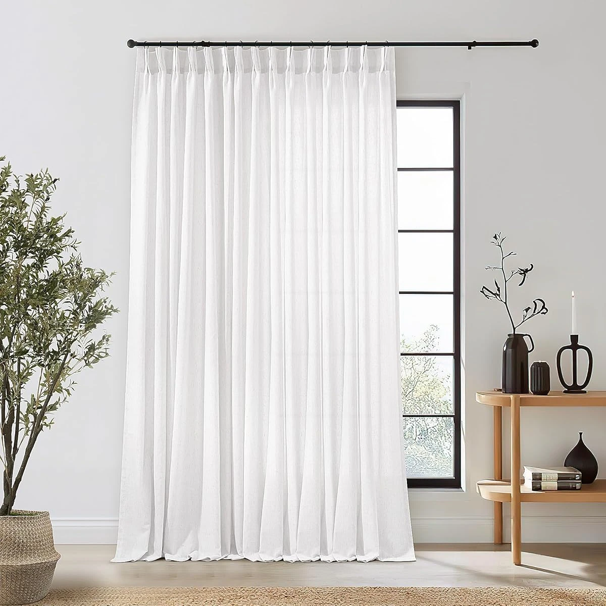 Extra Wide White Pinch Pleated Linen Curtains 96 I awhd ca b0dkdt9vz6 1