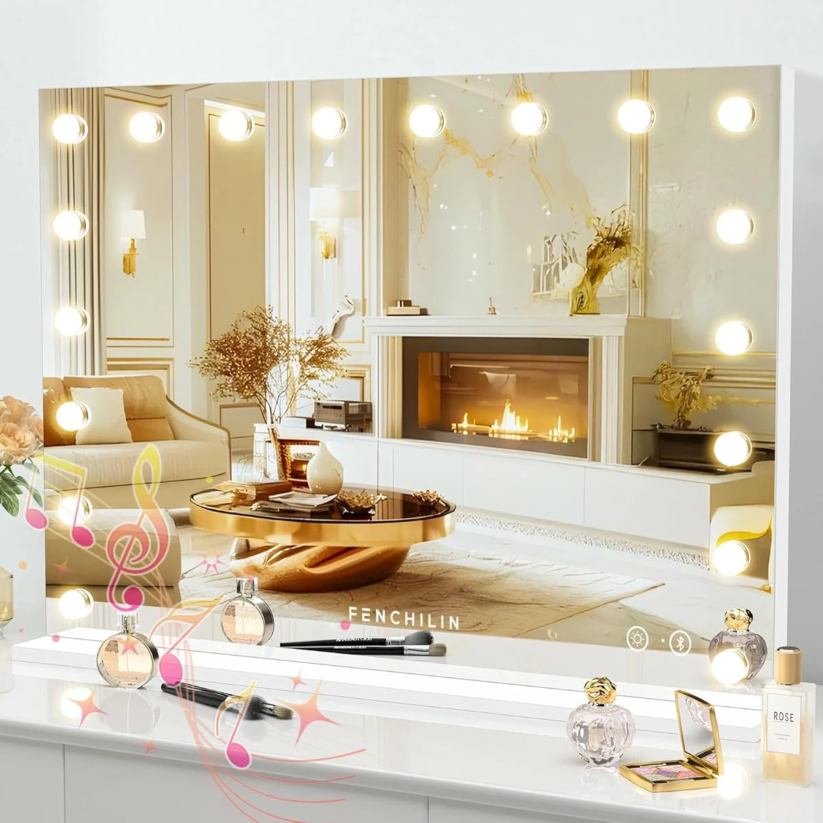 FENCHILIN Vanity Mirror for Makeup Bluetooth  Extr awhd ca b08vfs7ym6 1