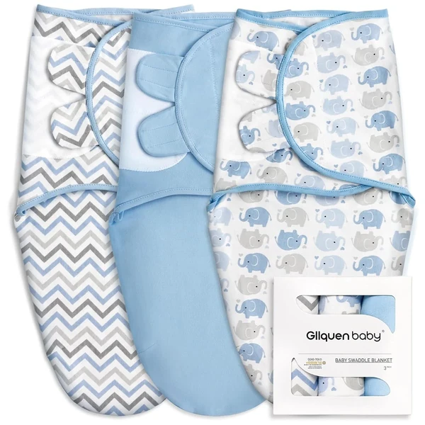 GLLQUEN BABY 3 Pack Organic Baby Swaddle Sleep Sac awhd ca b0c7g6df78 1