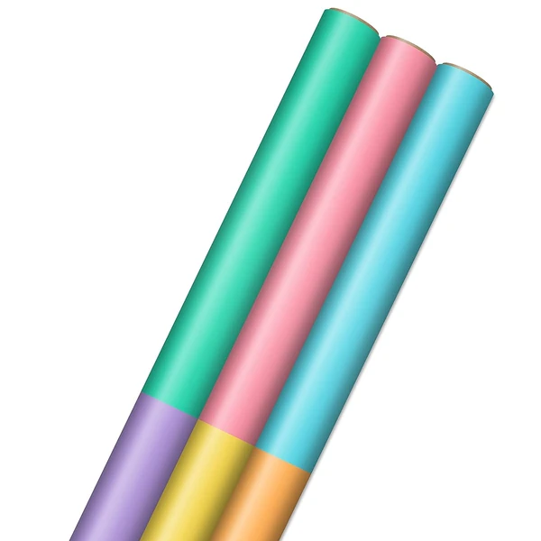 Hallmark Pastel Wrapping Paper Rolls   Pink  Purpl awhd ca b091md2855 1