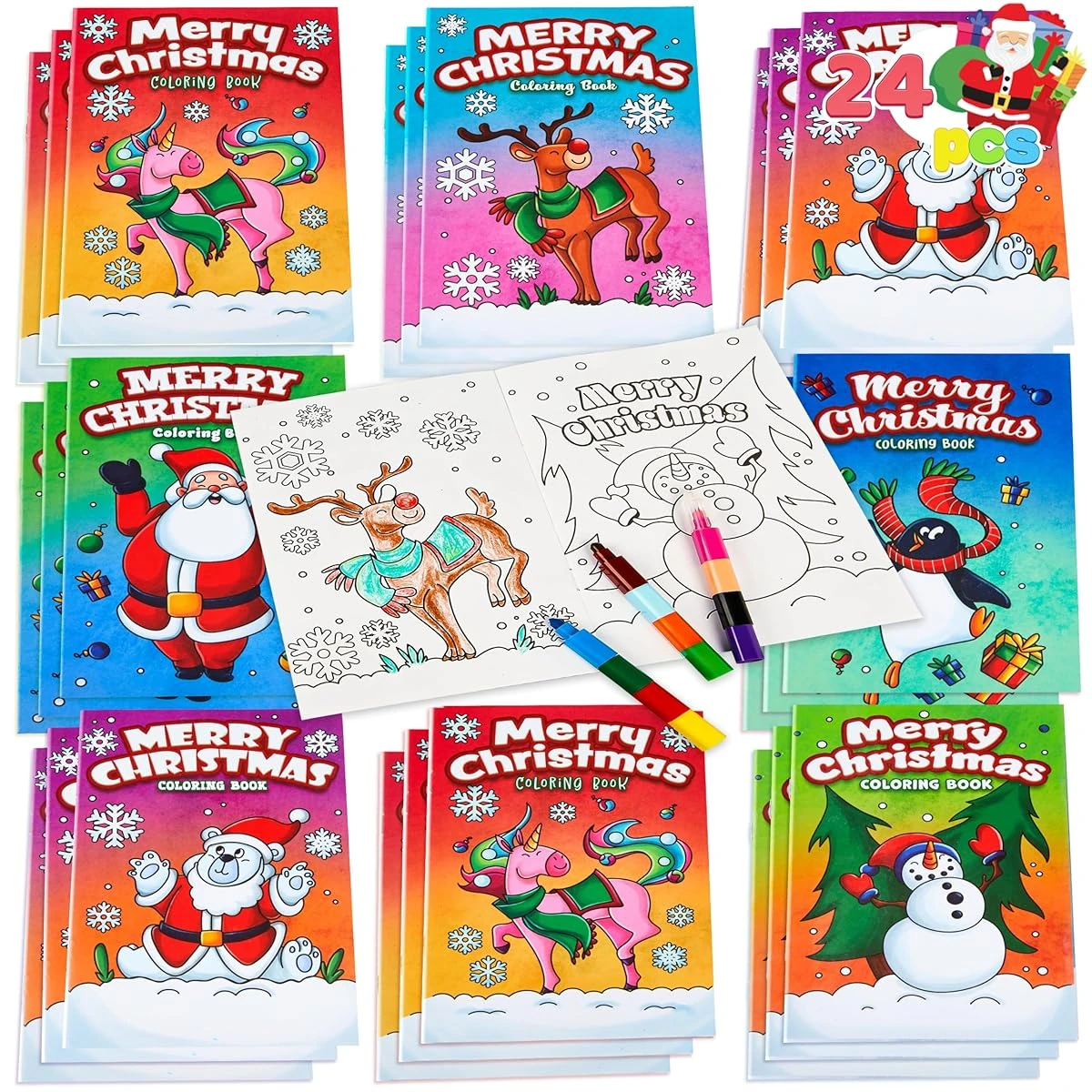 JOYIN 24 Pcs Christmas Coloring Book Bulk for Kids awhd ca b07z5gqw25 1