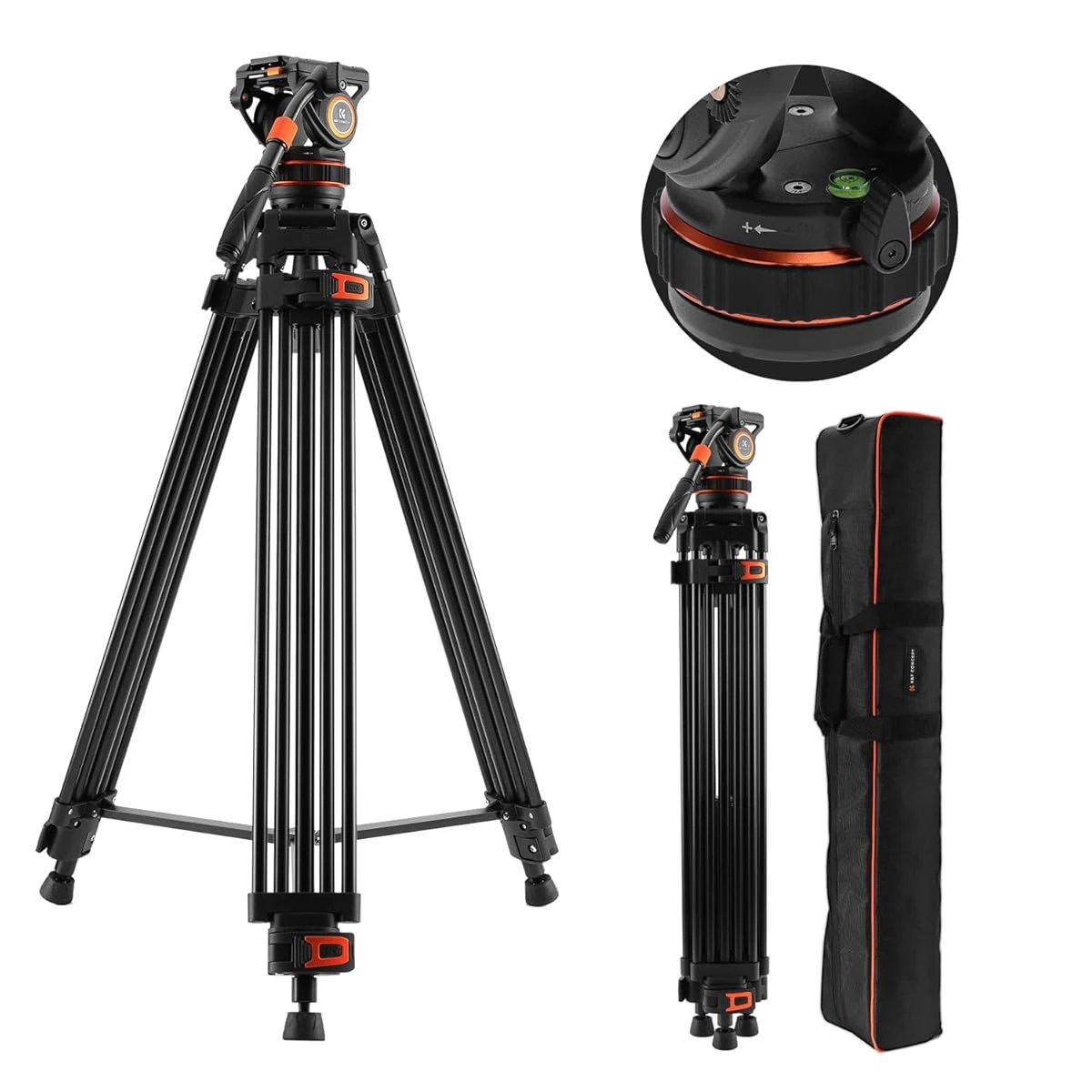 K F CONCEPT Video Tripod  75  Heavy Duty Camera Tr awhd ca b0d86xvvmg 1