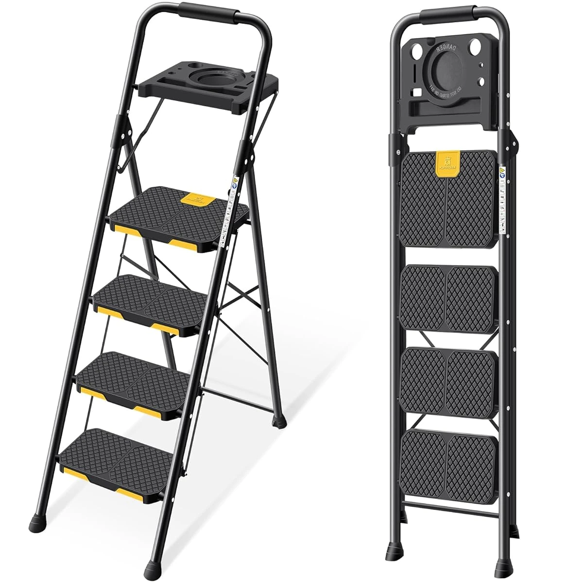 KINGRACK 4 Step Ladder  Sturdy Steel Step Stool wi awhd ca b0cjbj2px4 1