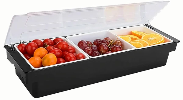 KNC Black Rectangular Condiment Server with Lid an awhd ca b0cg3pt4mb 1