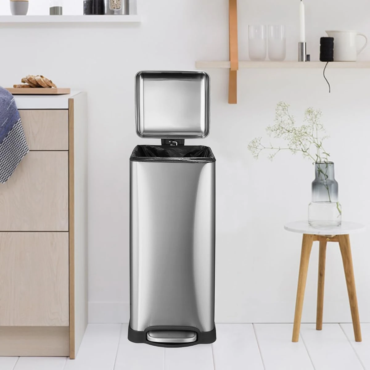 Kitchen Trash Can  30 Liter 8 Gallon Fingerprint P awhd ca b0fldtg1h5 1