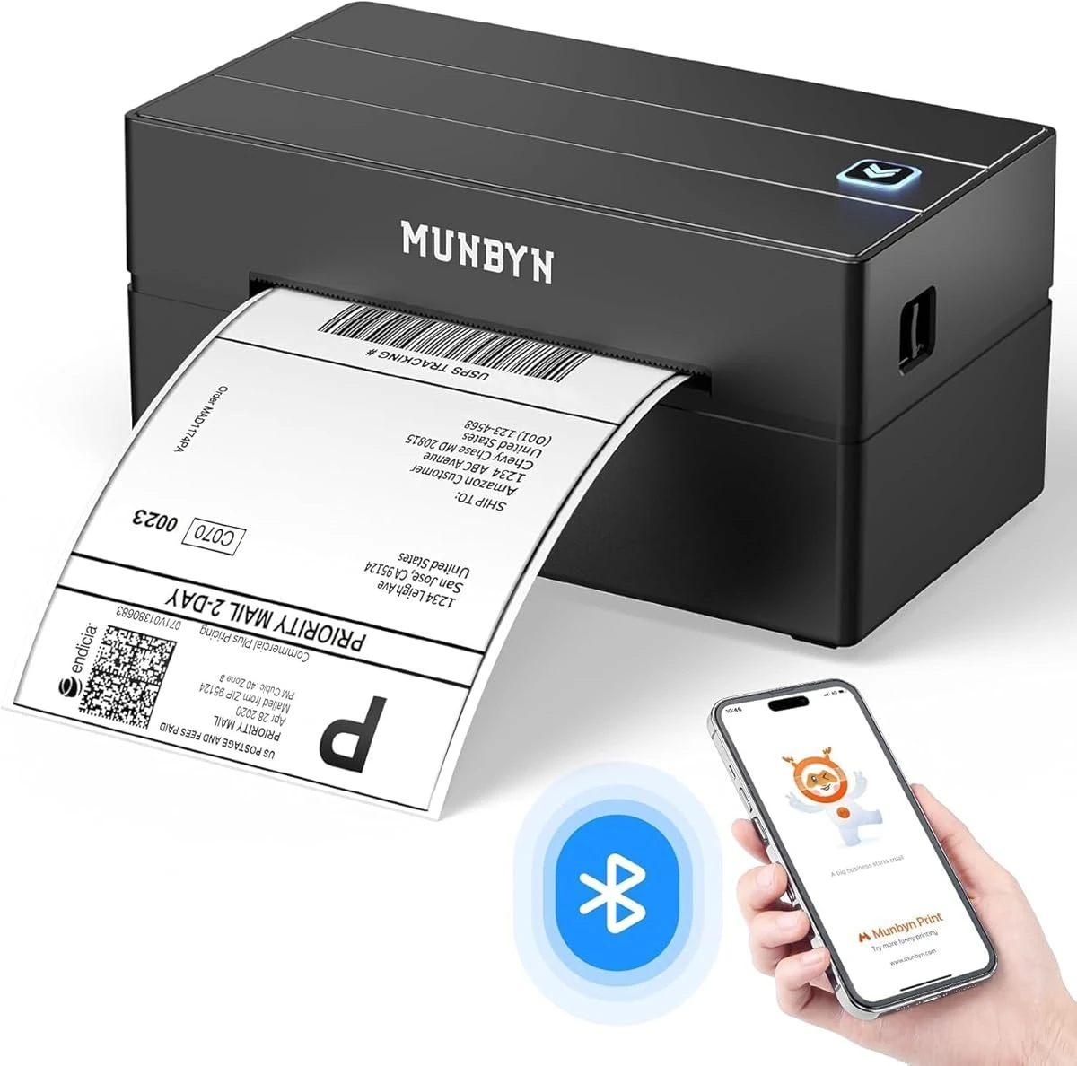 MUNBYN Bluetooth Thermal Shipping Label Printer  1 awhd ca b0dpwxl8bh 1