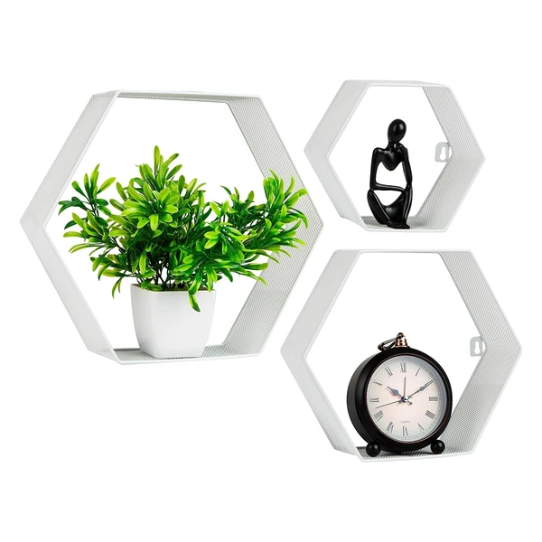 Mind Reader Hexagon Floating Shelves  Wall Decor   awhd ca b0f2ps7gw8 1