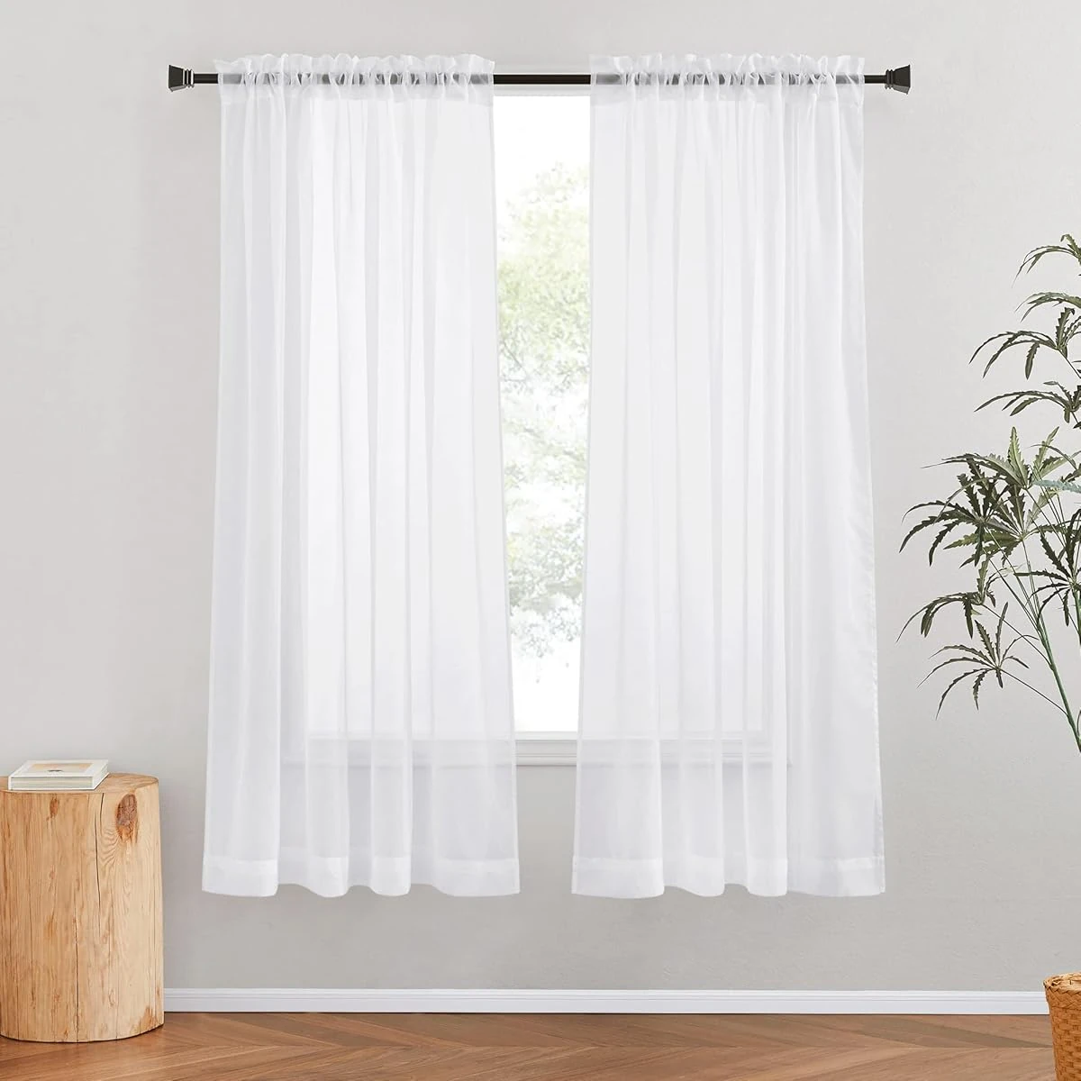NICETOWN Sheer White Curtains 68 inch Length 2 Pan awhd ca b0bk4n6t1m 1
