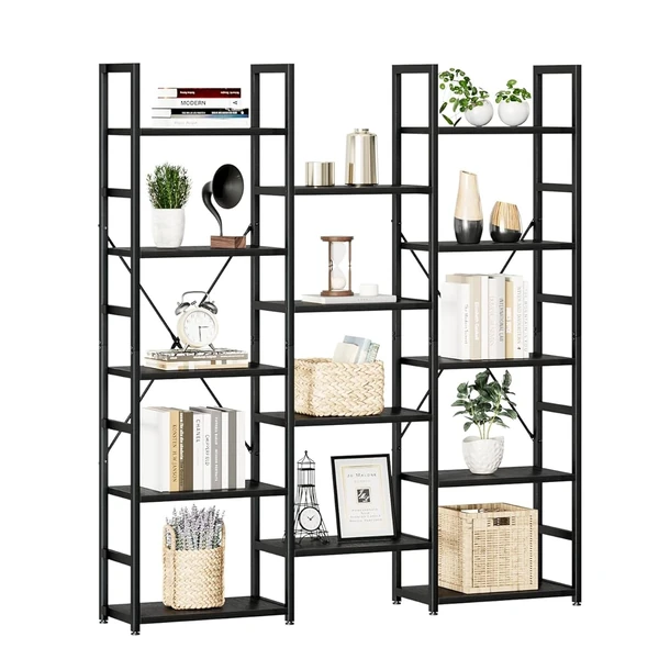 NUMENN Triple Column 5 Tier Bookshelf  Bookcase wi awhd ca b0d3d56g1c 1