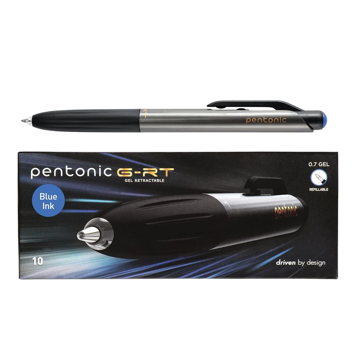 Pentonic Gel Pens GR T Retractable 10 Pack Blue awhd ca b0d88s1my5 1