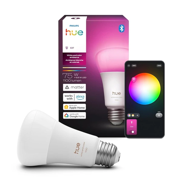 Philips Hue Smart LED A19 Bulb  White and Color Am awhd ca b0fnc2zkdt 1