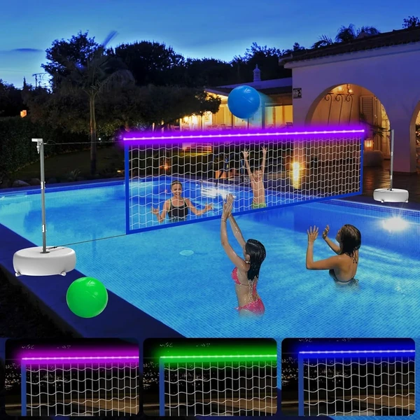 Pool Volleyball Net Set with Lights  Solar Powered awhd ca b0d671ywjx 1