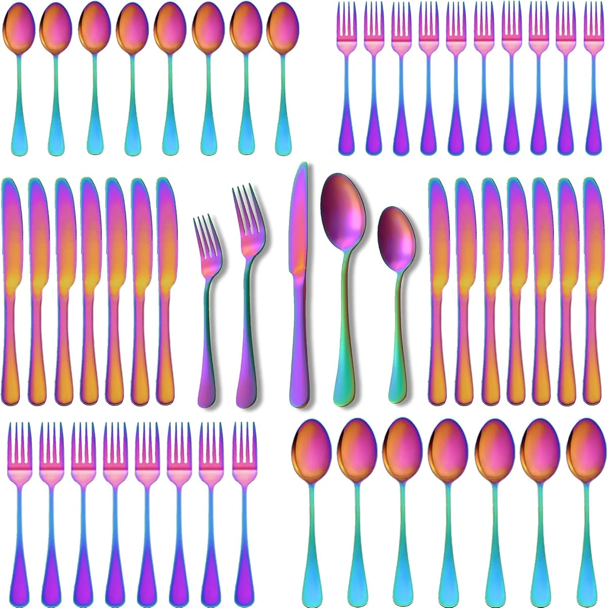 Runfly Rainbow Silverware Set  40 Piece Flatware C awhd ca b0c2qltdjd 1