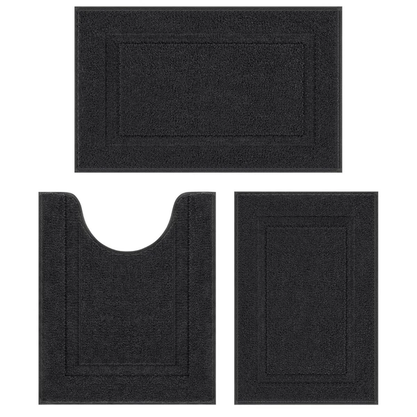 SHACOS Black Bathroom Rugs Sets 3 Piece  16 x24    awhd ca b0d1r4zjmj 1