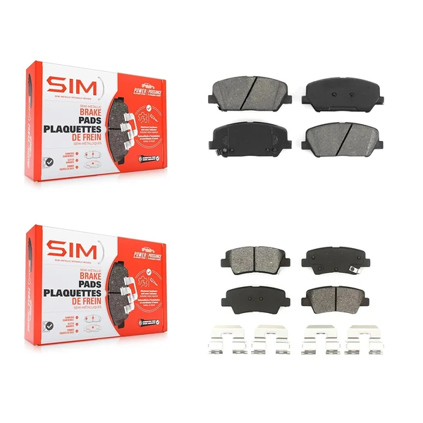 SIM Front Rear Semi Metallic Brake Pads Kit Replac awhd ca b08nwsvdz9 1