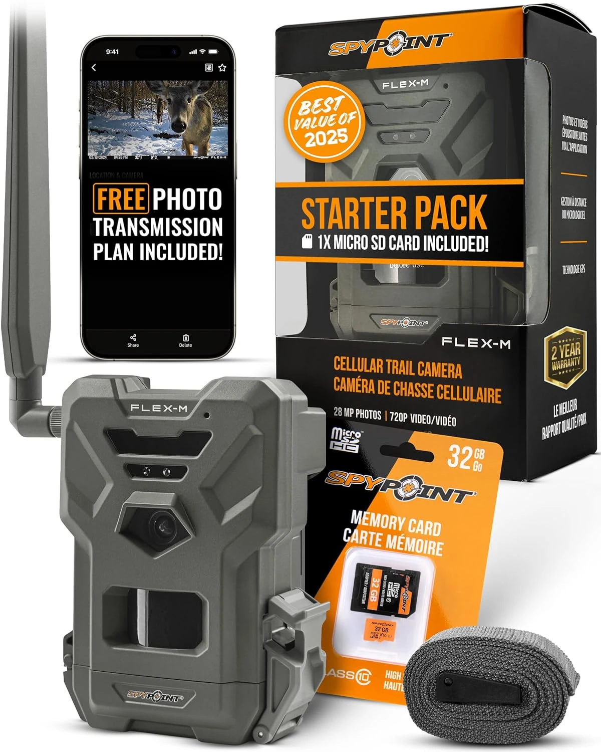 SPYPOINT Flex M and SD Card Pack   Cellular Trail  awhd ca b0dfmm7slt 1