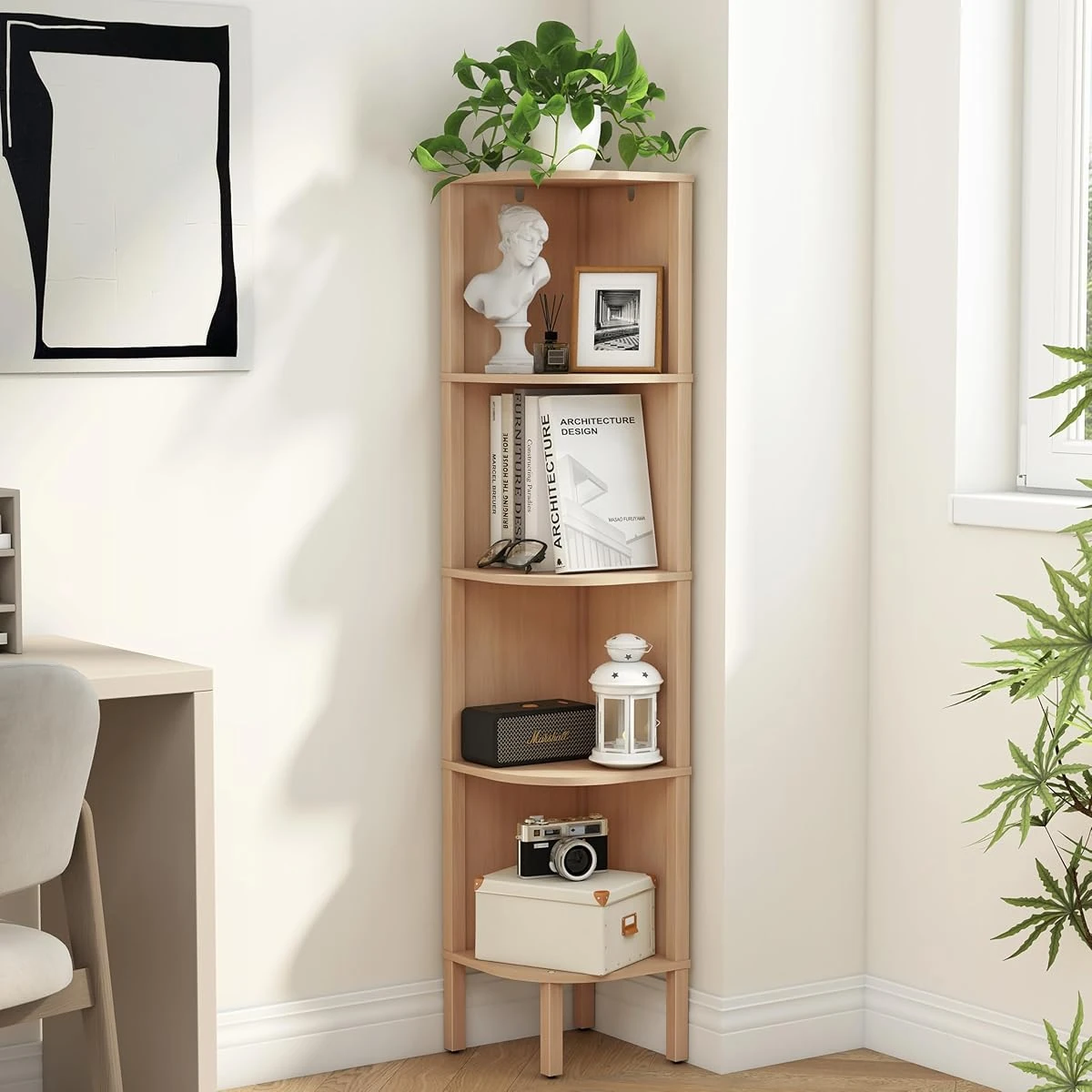 Semohop Corner Bookshelf 5 Tier Corner Shelf Unit awhd ca b0f9tldvk1 1