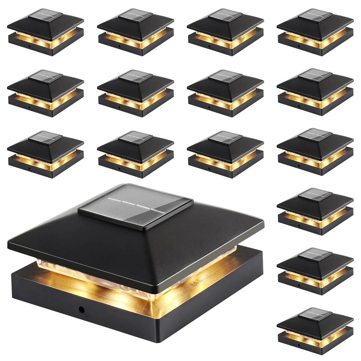 Solar Post Cap Lights Outdoor 16 Pack Black Water awhd ca b0cp39lntp 1