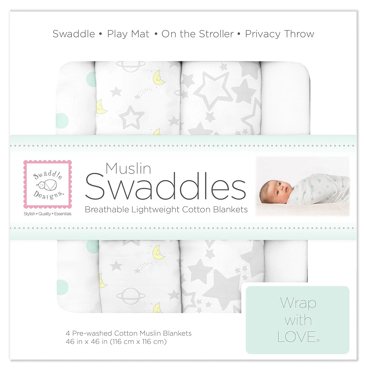 SwaddleDesigns Muslin Swaddle Blanket  Goodnight S awhd ca b00j0ytg3o 1