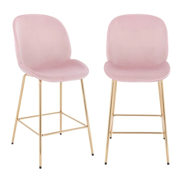 Take Me Home Furniture Velvet Pink Stool 26   H Go awhd ca b09v37fr2h 1