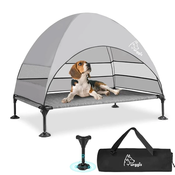 Upgraded Elevated Dog Bed with Canopy  Portable Ra awhd ca b0cqc2kk8w 1