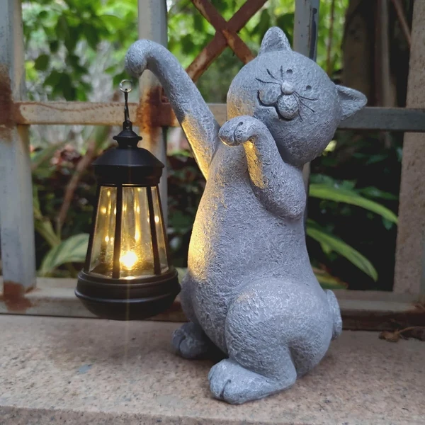 VIOYOUNS Cat Solar Garden Statues Resin Cat Figuri awhd ca b0cyxfbcz8 1