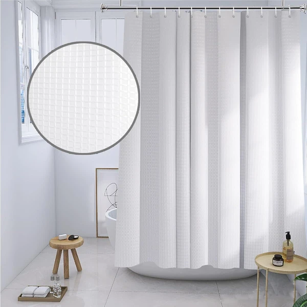 YISURE 72x96 Shower Curtain Fabric White Waffle  P awhd ca b0cnphs8kv 1