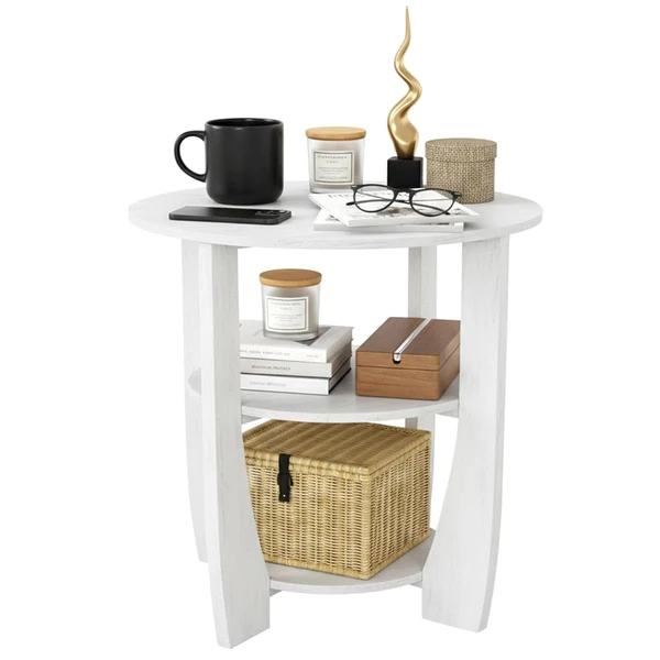 ZEXVIDA Round End Table with Storage Shelf 3 Tier  awhd ca b0f2mbzmt2 1