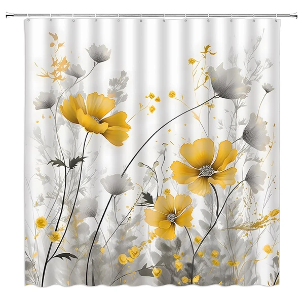 ZNLSU Yellow Flower Shower Curtain Rustic Farmhous awhd ca b0c84xl7mm 1