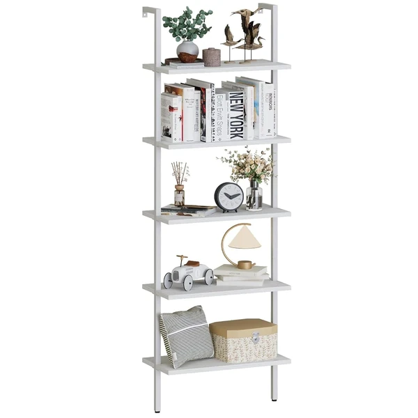 aboxoo Ladder Shelf White Wooden Open Bookshelf 5  awhd ca b0cg19x7rn 1