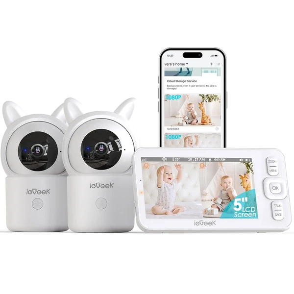 ieGeek Baby Monitor 2 Cameras with 5  720P Split S awhd ca b0f673mbck 1