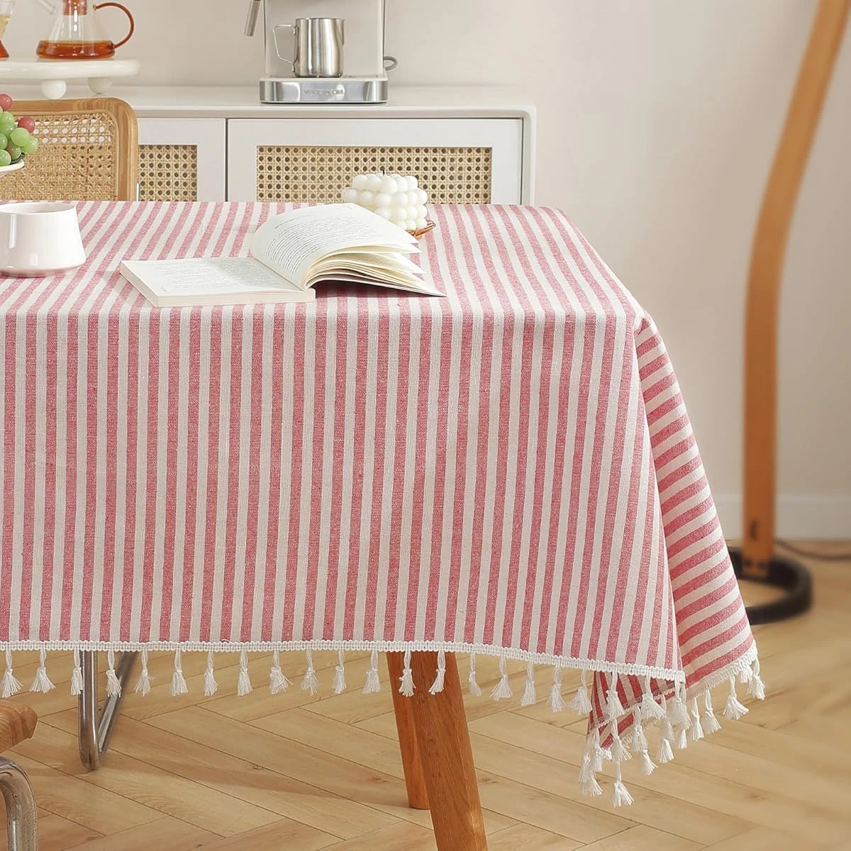 meioro Table Cloth Red White Striped Tablecloth Ta awhd ca b092hh4tkm 1
