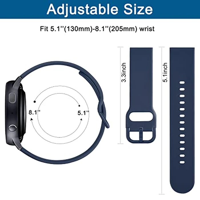 Oumida TPU Bands for Amazfit Bip 3 Pro/Bip 3/ Bip U Pro/Bip U/Bip S/Bip Lite/Bip S Lite/GTS 42mm, 20mm Quick Relase Soft Straps with Metal Buckle, Durable Wristbands for Women Men (Black+Grey Blue+Deep Blue) by Oumida - Image 4