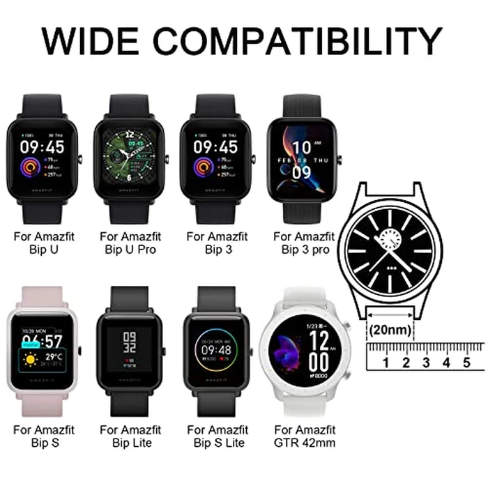 Oumida TPU Bands for Amazfit Bip 3 Pro/Bip 3/ Bip U Pro/Bip U/Bip S/Bip Lite/Bip S Lite/GTS 42mm, 20mm Quick Relase Soft Straps with Metal Buckle, Durable Wristbands for Women Men (Black+Grey Blue+Deep Blue) by Oumida - Image 6